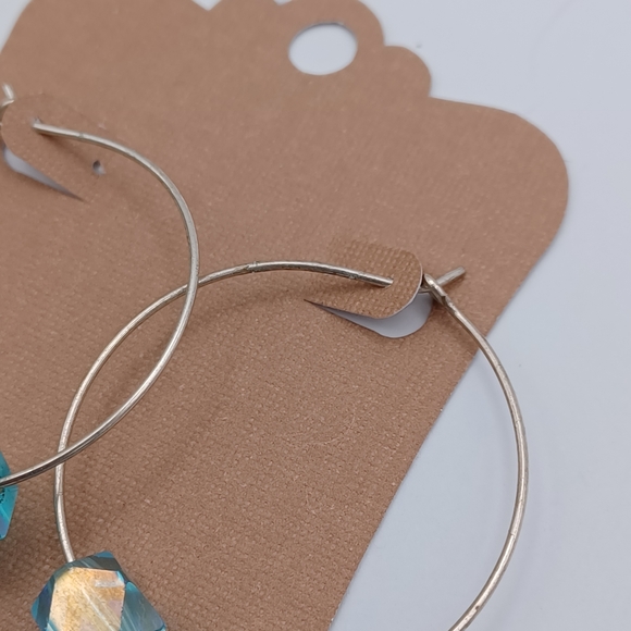 Faceted Glass Bead Hoop Earrings - Picture 5 of 5